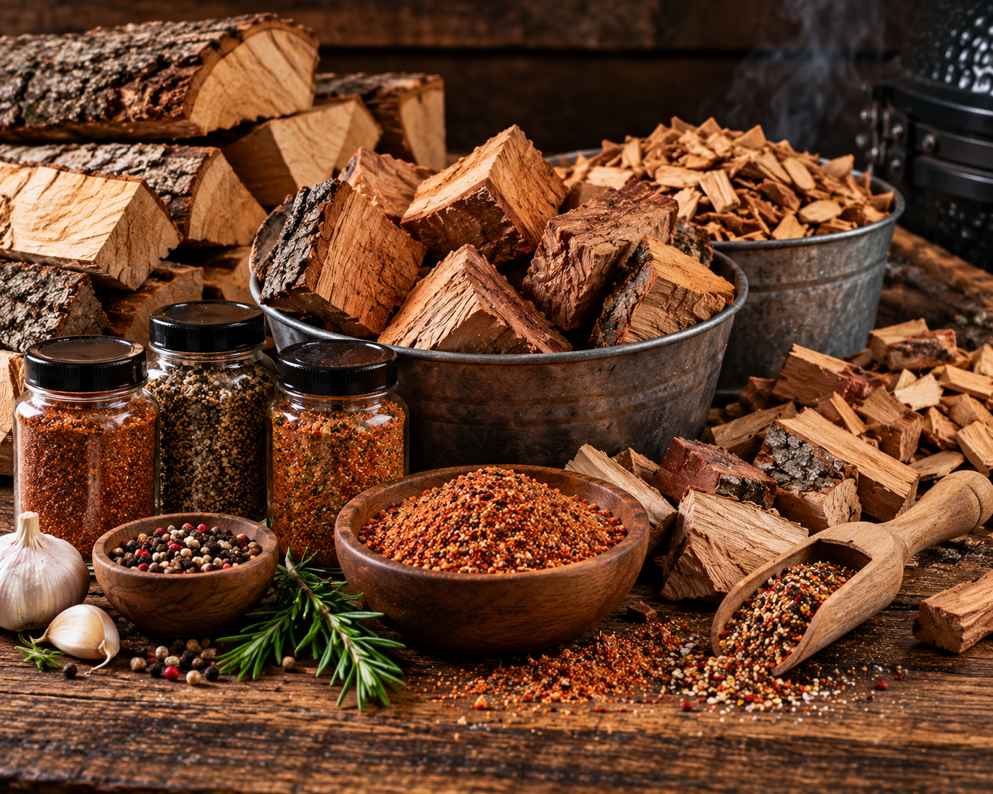 Barbecue seasonings and smoking essentials