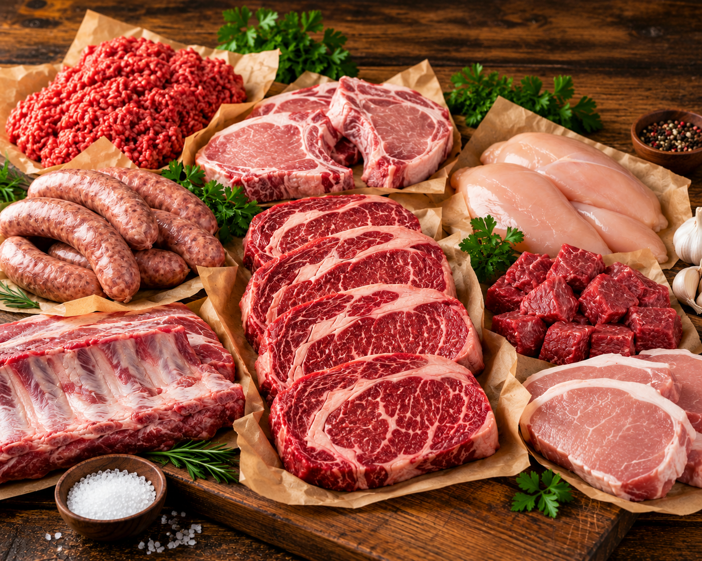 Assorted fresh meats for freezer packs
